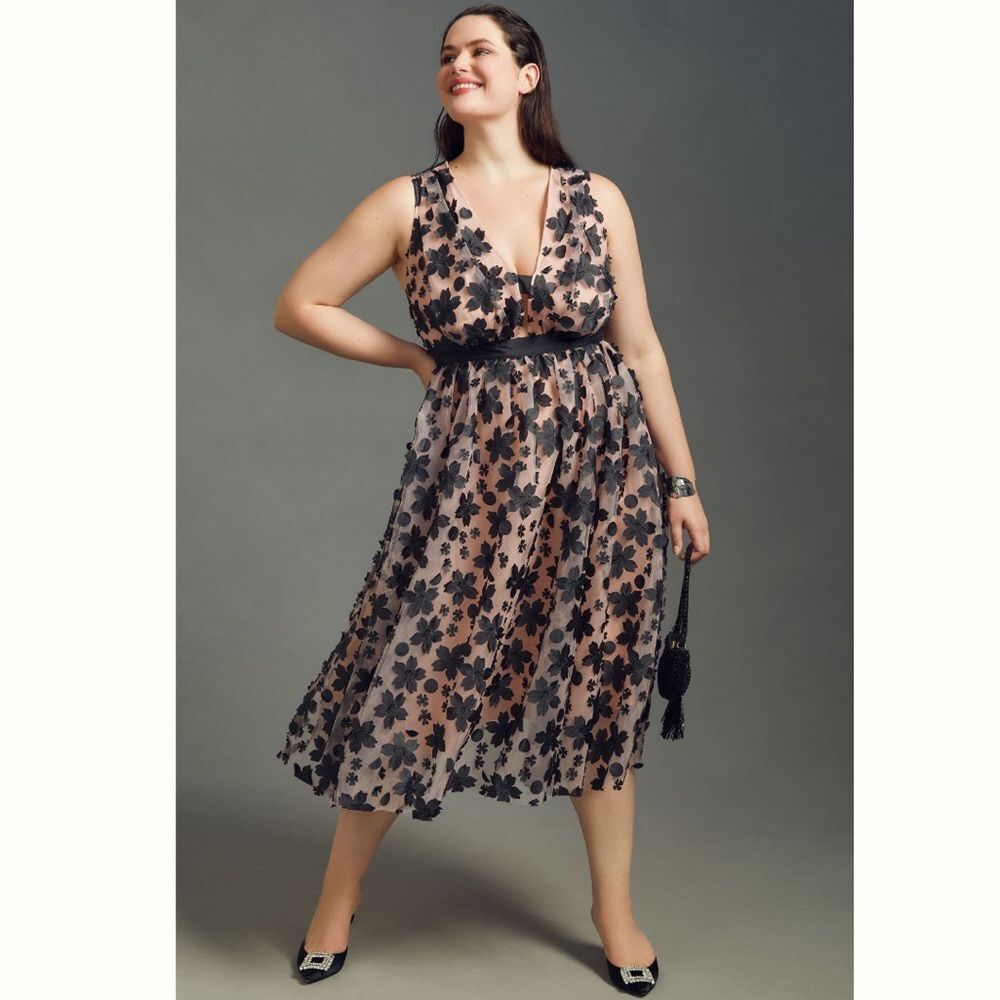 Anthropologie  3-D Floral Dress/ size 14